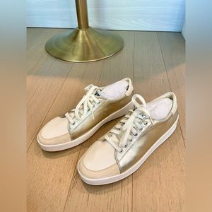 Gold & White Leather Cole Haan Sneakers